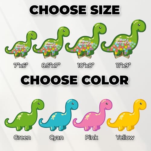 Image of Personalized Dinosaur Magnetic Reward Jar for Kids, Reward System for Kids with Colorful Star Tokens, Positive Behavior System, Classroom Motivation Tool, Back to School Gift, Toddler Potty Training