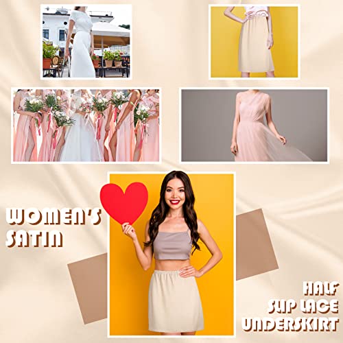 3 Pieces Women's Half Slips 19, 27, 35 Inch Satin Underskirt Dress Anti Static Long Underskirt Lady Slips for Under Dresses4