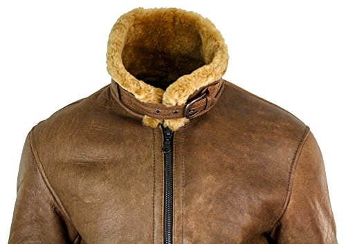 Infinity Leather Mens Retro Vintage Classic Real Sheepskin RAF Pilot Flying Jacket Tan Ginger Fur Zip4