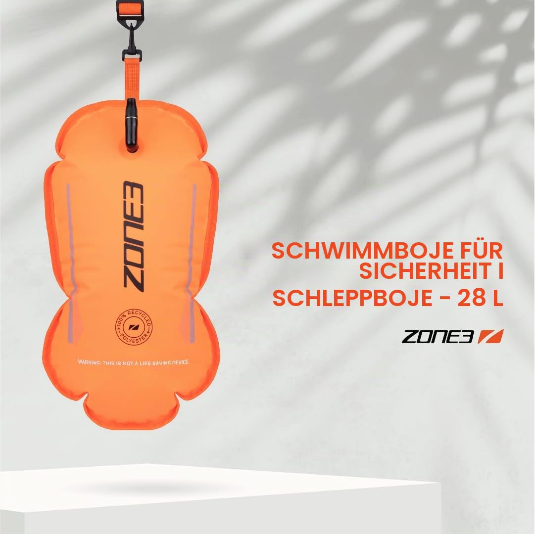 ZONE3 – Recycelte Sicherheitsboje zum Schwimmen im offenen Wasser | Sicherheitsschwimmer für Triathlon | Reflektierende Streifen | Verstellbarer Gürtel und Tragegriff | Schwimmzubehör