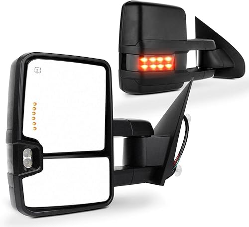 Scitoo espejos retrovisores eléctricos con luces intermitentes y luces de gábilo led, set de par de tracción para camionetas Silverado y Sierra