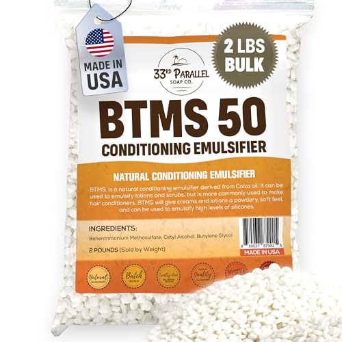 33rd PARALLEL | BTMS 50 (2 lbs / 32 oz) Bulk Conditioning Emulsifier | 100% Natural Plant Derived | Behentrimonium Methosulfate Cetearyl Alcohol Emulsifying Conditioner | Product of USA (2 POUNDS)