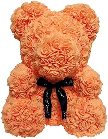 Artificial and Dried Flower 23Cm Foam Bear of Roses Bear Rose Flower Artificial Year Gifts for Women ValentinesHome Wedding Festival DIYbox - ( Color: White )