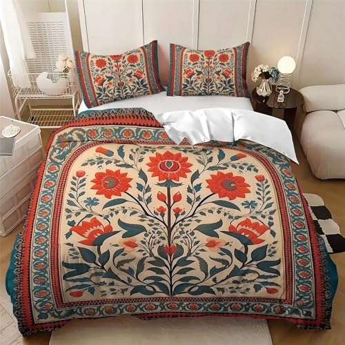 Parure de lit bohème 3 pièces US-Full avec housse de couette florale