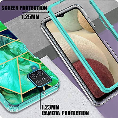 Jeylly Samsung A12 Case, Samsung Galaxy A12 Case With Screen Protector And Camera Protector, Ultra Thin Stylish Marble Heavy Duty Hybrid Hard Pc Soft Tpu Defender Bumper Rugged Phone Case, Jade Green #TOP4