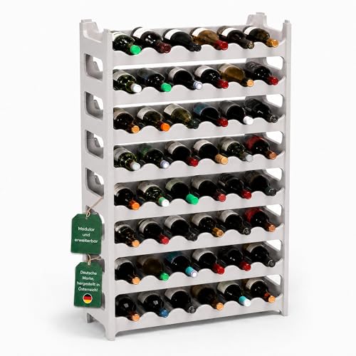 ARTECSIS® Weinregal stapelbar & modular erweiterbar Kunststoff für 48 Weinflaschen (granitgrau) - Stabiles Flaschenregal & Getränkeregal Gastronomie-Qualität - Flaschen Weinständer, Weinflaschenhalter