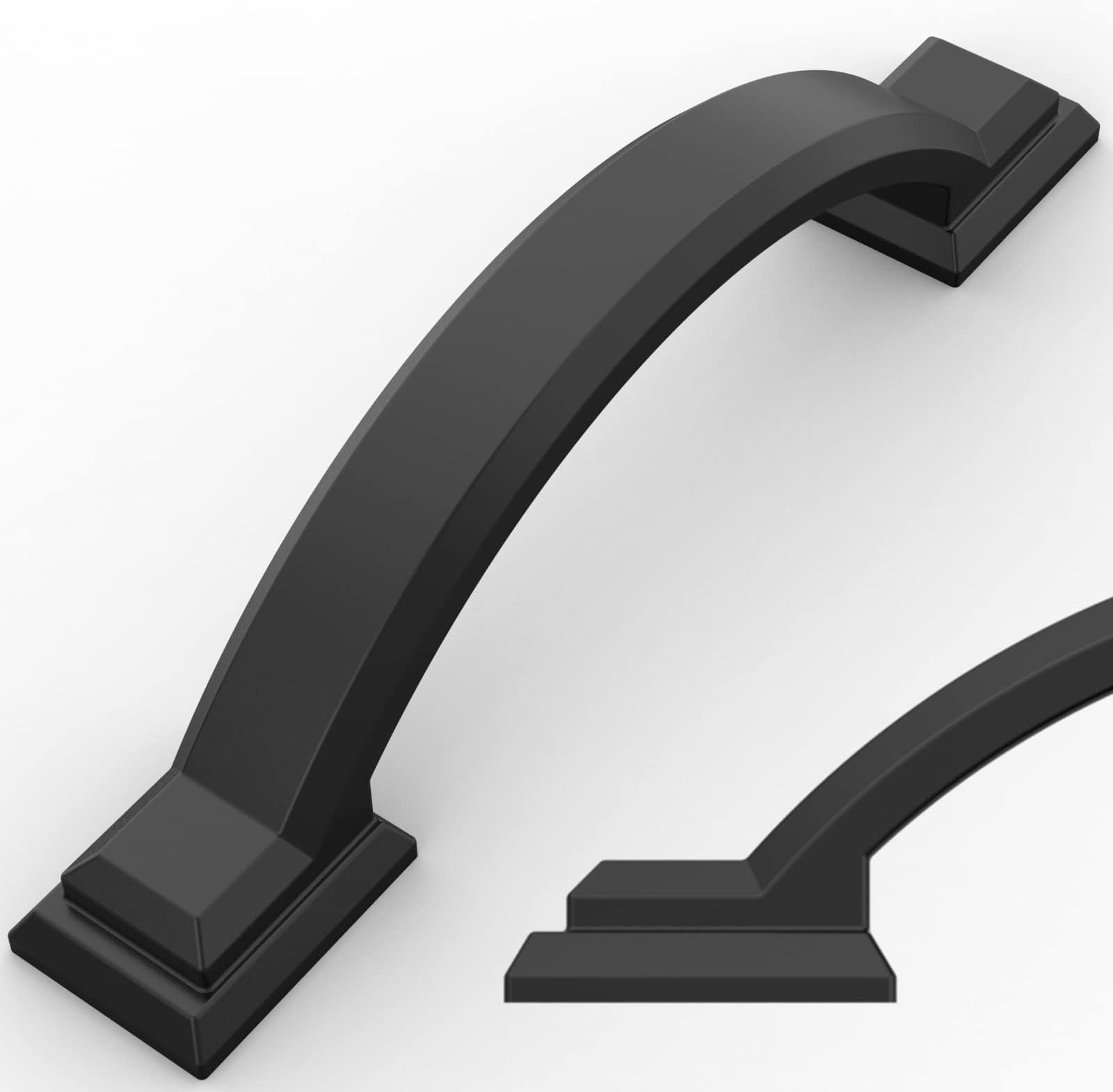 Amerdeco 15 Pack Matte Black Cabinet Pulls 3 Inch(76mm) Hole Centers, Handles for Kitchen Cabinet Hardware, Arch Cabinet Handles for Bathroom Dresser Drawer Handles ZH0016…