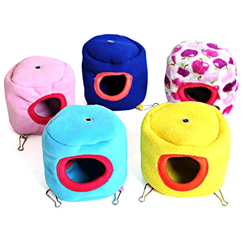 JUNGEN 1PCS Pequeña Mascota Cama de hámster casa muñón Forma de árbol Nido de hámster con muñón de Franela para Mascotas Rata Loro Ardilla Mantener Caliente (Color al Azar)