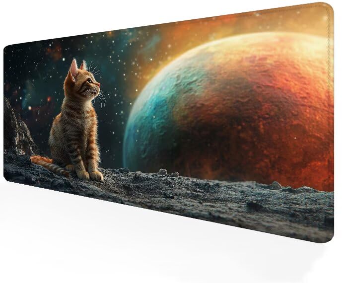 Tapis de souris XXL Lune grand format pour un bureau de gamer ordonné et élégant