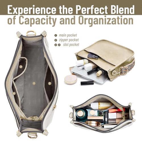 Image of WOOMADA Crossbody Bags for Women Vegan Leather Hobo Handbag Trendy Shoulder Bag with 2 Adjustable Strap(1pc-beige)