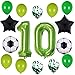 Lot de ballons de football pour 10e anniversaire 10 ans Ballons gonflables avec chiffre 10 - Vert - Ballon de football noir étoile pour enfant fille garçon 10 ans anniversaire ballon de football