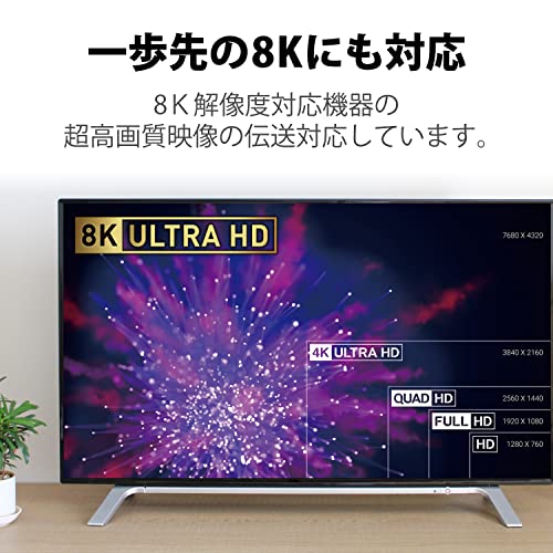 エレコム HDMI 2.1 ケーブル ウルトラハイスピード 1m 【Ultra High Speed HDMI Cable認証品】 8K(60Hz) 4K(120Hz) 48Gbps 超高速 【 PS5 / PS4 Nintendo Switch 対応】 7680×4320 eARC VRR 黒 ブラック CAC-HD21E10BK