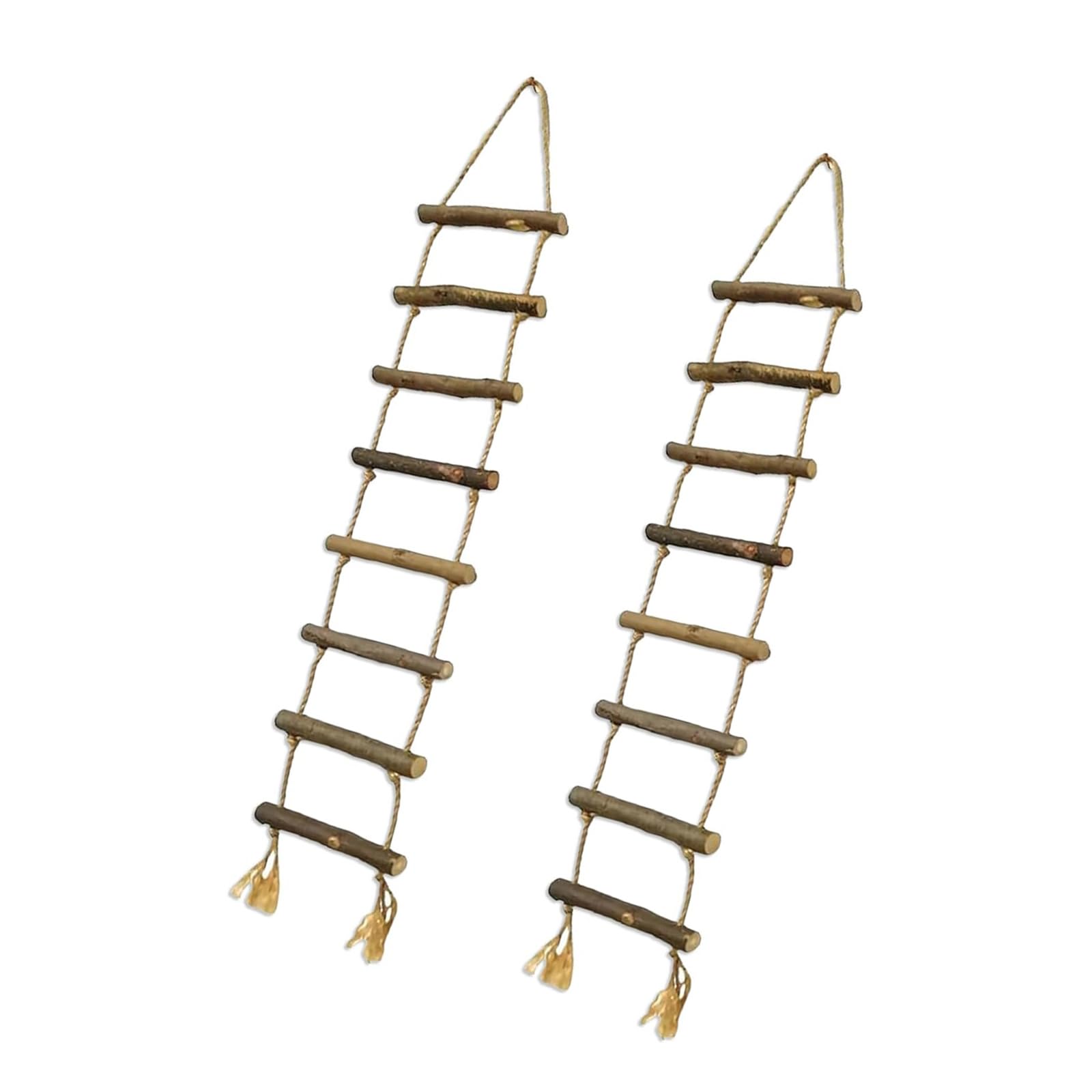 Nucelit 2Pcs Wood Ladder Hanging Ornament Decorative Twine Rope Ladder for Bookshelf Flower Plant Hanger Christmas Decoration Shelf