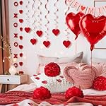 Valentines Day Decoration Set, Heart XO Garlands Hanging Heart Swirls BE MINE Banner Hearts Balloons Red Rose Petals Decor for Home Classroom Office Wedding Party - Image 4