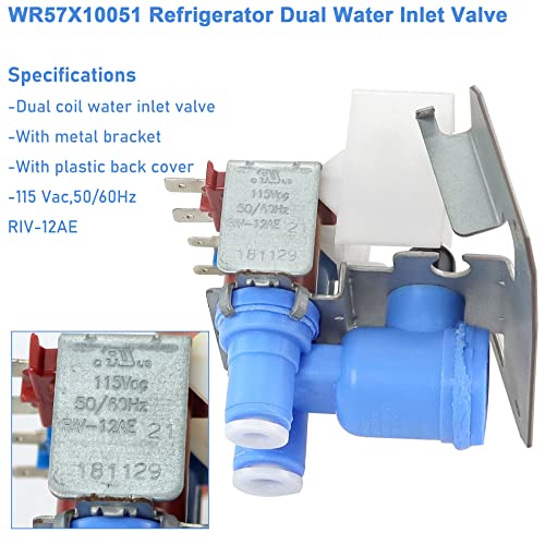 Prime&Swift Replacement Fit For Ge Wr57X10051 Water Inlet Valve With Dual Inlet Riv-12Ae21 Wr57X10032 Ap3672839 Wr57X98 Ps901314 Wr57X111 Zis42Nya Cst25Grbcww #TOP2