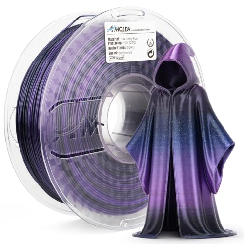 Image of AMOLEN PLA 3D Printer Filament, Silk Shiny Black Purple PLA Filament 1.75mm