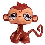 Littlest Pet Shop Monkey #485 (Brown, Blue Eyes, Eyeliner, Heavy lids) (Retired) Collector Toy - LPS Collectible Replacement Single Figure - Loose (OOP Out of Package & Print)