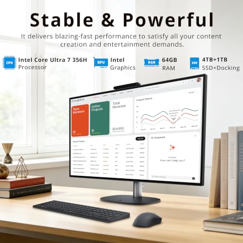 Image of HP OmniStudio X 27 inch QHD All-in-One Desktop, Intel Core Ultra 7 356H, 64GB DDR5, 5TB Storage (4TB SSD+1TB Docking Station Set), Wireless Keyboard & Mouse, Copilot+ PC, WiFi 7, Win 11 Pro, Eclipse Gray