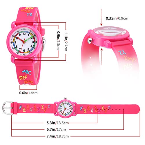 Image of Jewtme Cute Toddler Children Kids Watches Ages 3-8 Analog Time Teacher 3D Silicone Band Cartoon Watch for Little Girls Boys