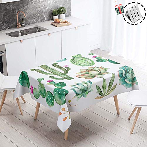 Stillshine Tischdecke Garten Abwaschbar, Quadratisch/Rechteckig Wasserdicht 3D Drucken Tischdecken Ölbeständige für Gartentisch Tischdekoration Outdoor Party (Grüne Pflanze,90x90cm) Cover