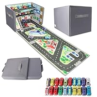 Spielzeug Garage für Autos, 3 In1 Faltbar Auto Garage Kinder mit 20 Autos, Garages Spielzeug mit Tragegriff, KapazitäT Von 200+ Spielzeugautos