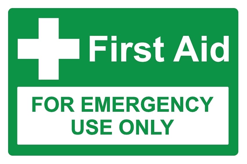 First aid for emergency use only safety sign - Self adhesive sticker (600mm x 400mm)