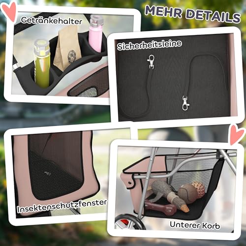 PawHut Hundewagen Hundebuggy Pet Hunde Buggy Stroller Jogger Anhänger Kaffeebraun