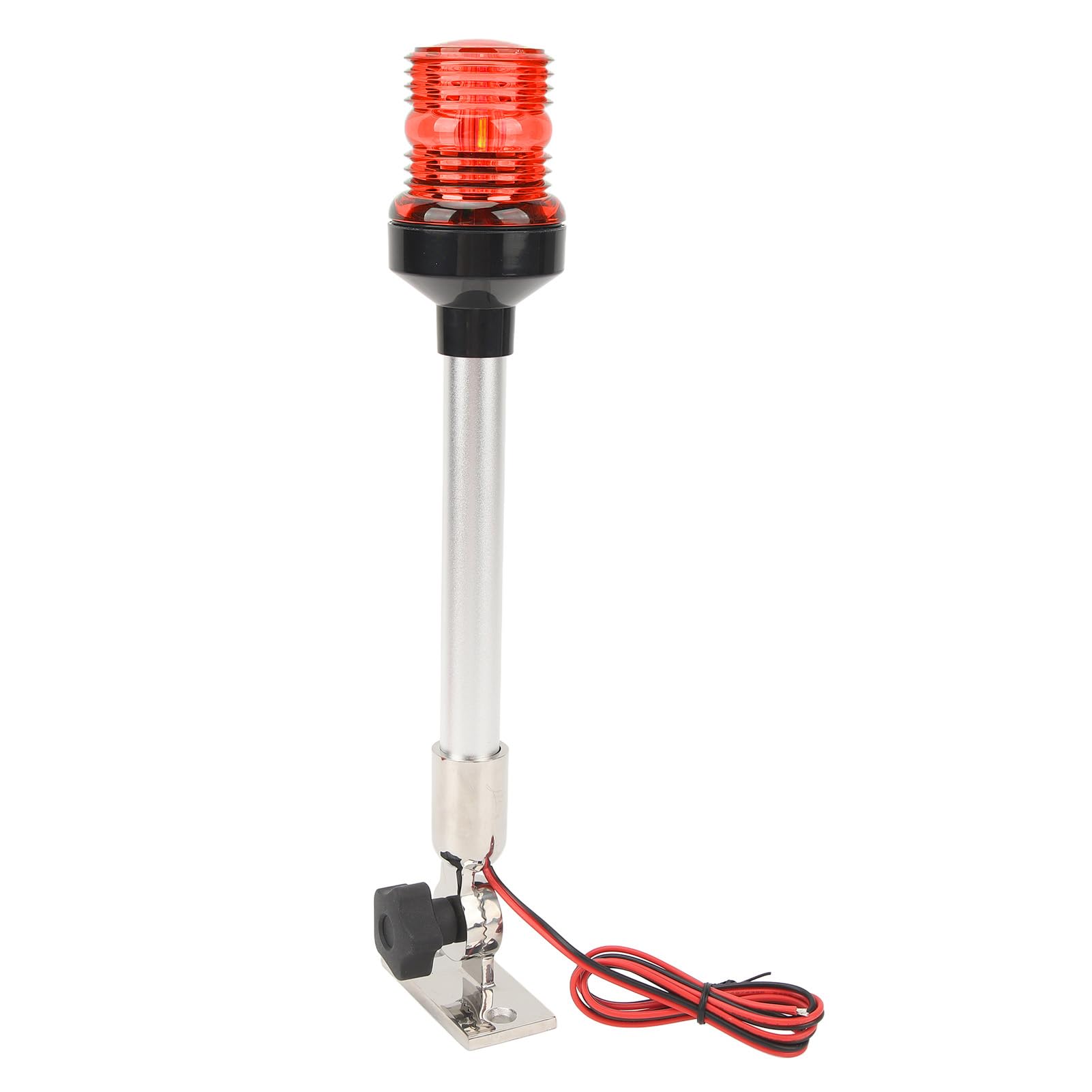 Qqmora Luce di Poppa a LED Pieghevole a 360 Gradi per Barche da Pesca, Yacht, Marine, Base Stabile e Asta per Alta visibilità, Adatta per Uso Marino (Rosso)