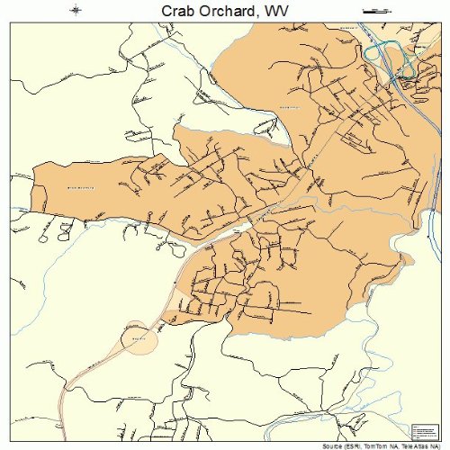 Large Street & Road Map of Crab Orchard, West Virginia WV Printed