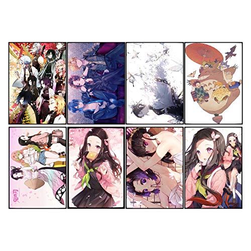 Demon Slayer Japanese Anime Poster Wall Art Prints for Teenager Bedroom Living Room Wall Decor (11.5in x16.5in) Set of 8 Sheets (Demon Slayer B)