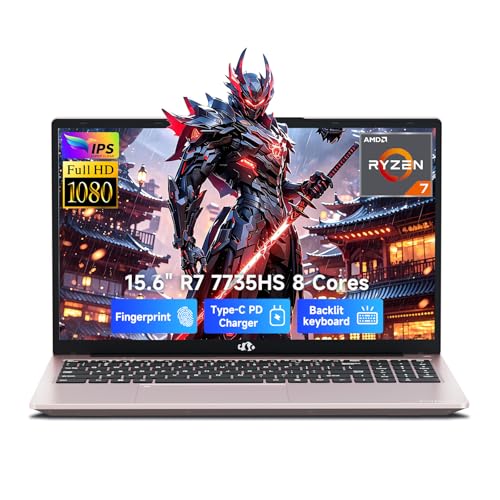 Image of NIMO 15.6 inch FHD Gaming Laptop, AMD R7 7735HS (Up to 4.75GHz, Beat i7-12650H) Computer with 16GB DDR5 RAM 256GB SSD, 180 View, 2-Yr Warranty, Radeon 680M, 100W Fast PD, for Business Creator & Student