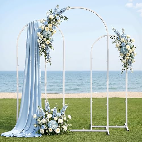 Wedding Arch Backdrop Stand Set of 3 Metal Wedding Arched Frame White, Easy to Assemble, Stable Balloon Arch Stand, Baby Shower, Party Decoration, White