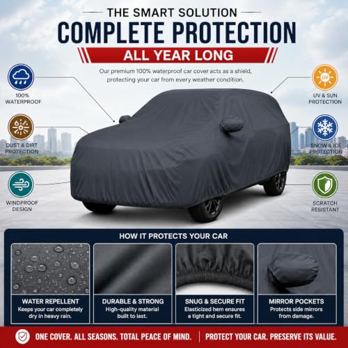 Image of Autofact Premium Car Cover for Curvv EV | All Weather Waterproof Full Body Car Cover | Light-Weight Triple-Stitched Outdoor Shield with UV Protection, Dustproof & Heat-Resistant