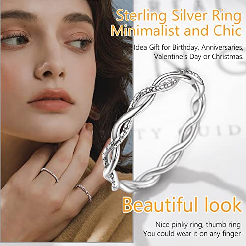 PROSILVER 925 Sterling Silver Rings for Women, 2mm/3mm Wedding Band, Dainty Triple Rings, Cuban Link, Celtic Knot, X Cross Rings, Comfort Fit, #4-#12, Boxed2