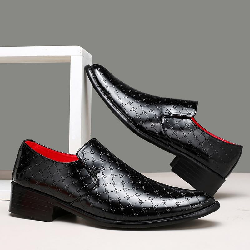 Men Height Increasing Dress Oxford Working Heel Non Slip Anti-Slip Low Top Rubber Sole Shoe Slip-on Casual Synthetic Leather Round Toe2