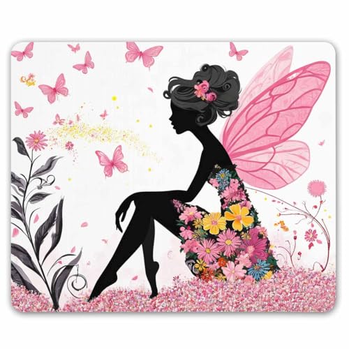 Smooffly Butterfly Women Mouse Pad,Pink Butterfly Beautiful Women Non-Slip Rubber Mouse pad Gaming Mouse Pad