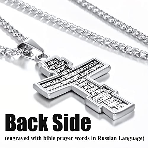 U7 Pingente de cruz ortodoxa russa/mãos orando/sinal de Ichthys para homens e mulheres aço inoxidáve