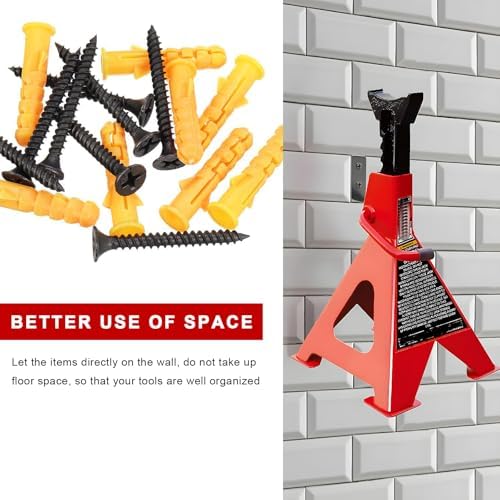 Gdnecad 4 PCS Jack Stands Wall Mount Organizer, Heavy Duty Metal Jack Stand Wall Storage Rack with Anchors Screws, Space-Saving Garage Hooks for 2 & 3 & 4 & 5 & 6 Ton Jacks — view 5