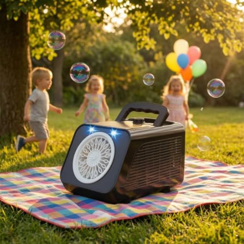 YueShengYCHUANG Electric Bubble Maker Bubble Blower Bubble Generator with and USB Powered Design Lightweight Frame with Top Handle and, Array, 20-Hole Stage Bubble Machine White Battery Version - Image 6