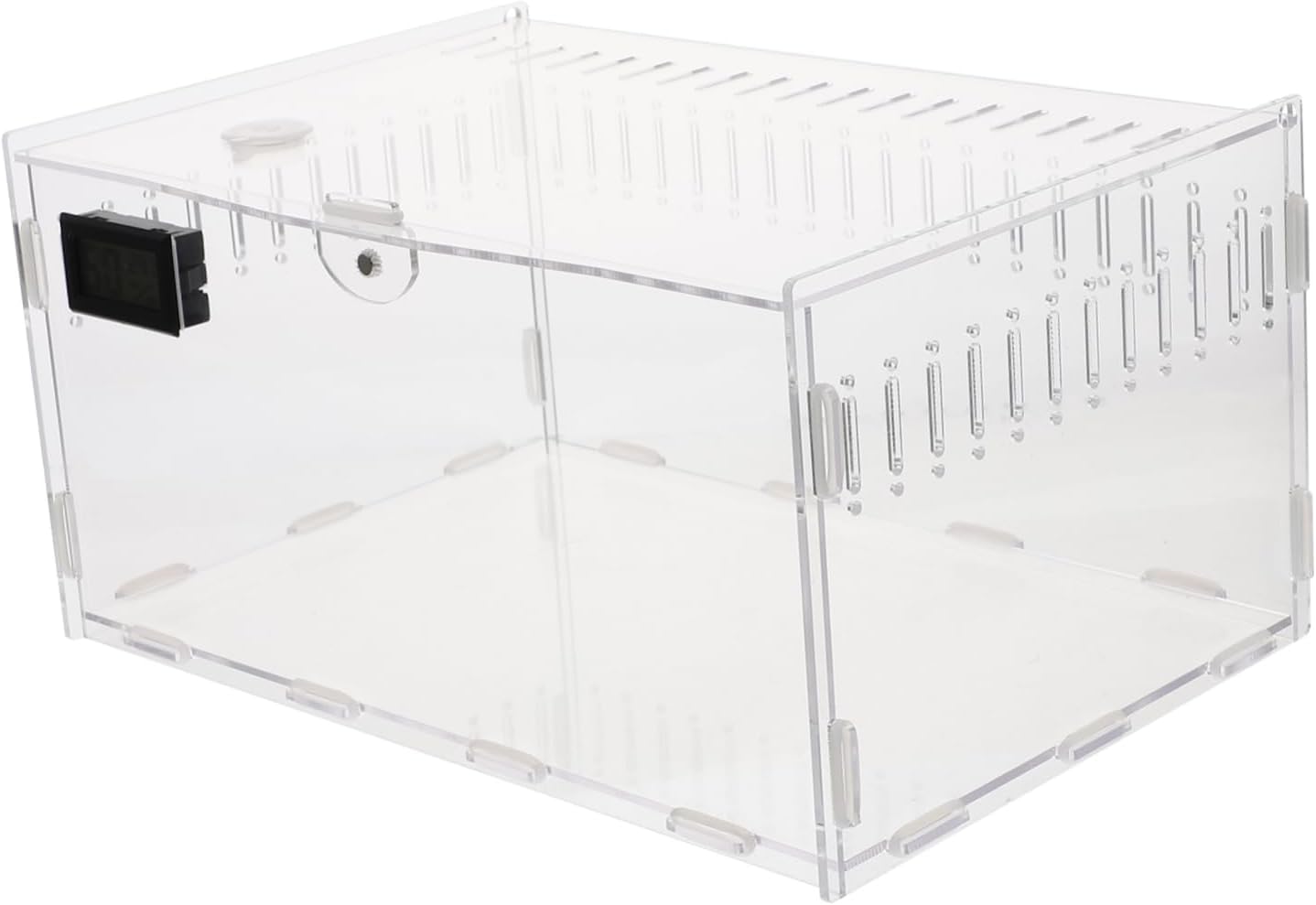 HEMOTON Reptile Feeding Box Multi-Function Reptile Tank for Geckos Snakes Tortoises and Amphibians Portable Acrylic Terrarium Enclosure Easy Access Lid