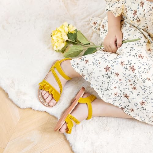 Image of ESTINE Toddler /Little Kid Girls Dress Cross Strappy Open Toe Sandals Princess Flats Summer Flower Girl Shoes