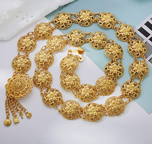 AILIU Aleación afgana Azul Negro Piedra Cadenas para el Vientre Moneda Hippie Borla Larga Cadena de Cintura Vestido de Playa Sexy Cinturón Mujeres Joyería Corporal