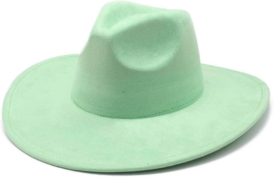 Western Style Suede Fedora Hat, Brown Wide Brim Cowboy Hat