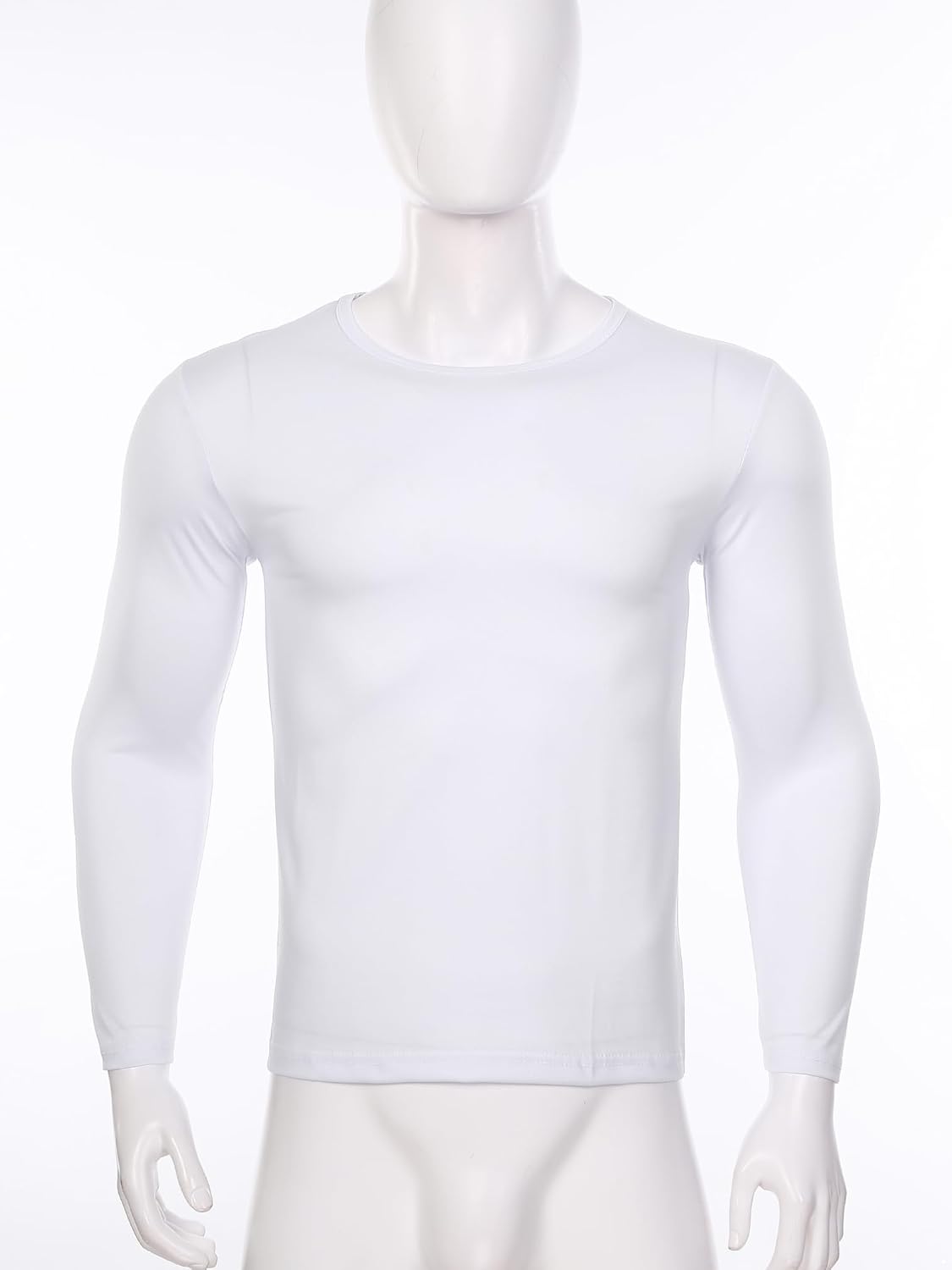 ranrann Men Thermal Undershirt Casual Pure Color Crew Neck Pullover Tops for Work Outdoor