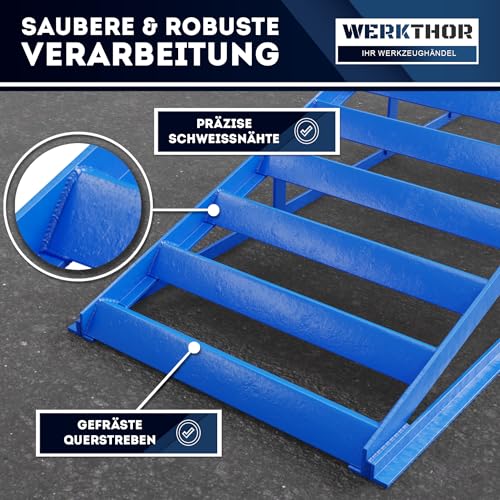 WERKTHOR Auffahrrampe PKW Metall - [2er Set] Auffahrrampen für maximalen Halt [