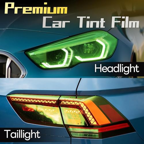 Image of HOME13 Self Adhesive Auto Car Tint Headlight Taillight Fog Light Vinyl Smoke Film Sheet Sticker Cover Car & Bike Protection Film (Green, 24x80 Inch)