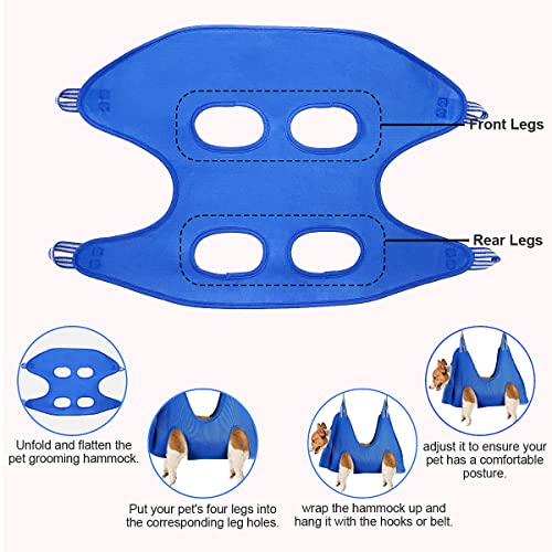 Cat And Dog Grooming Hammock, Cat And Dog Grooming Supplies With Grooming Sling, Nail Clippers, Nail Polish File And Comb, Cat And Dog Holder For Nail Trimming, Eye Care, Hair Grooming (Medium) #TOP2