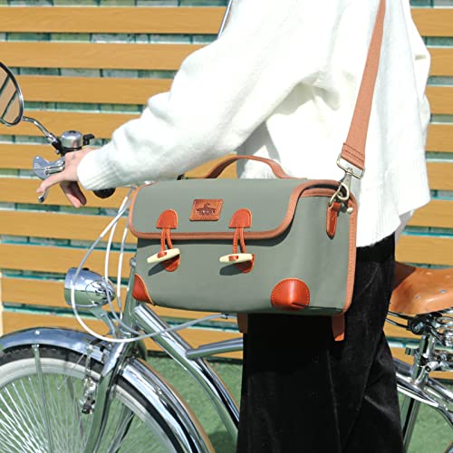 Tourbon Canvas Bike Handlebar Bag Bicycle Rear Rack Pannier Girl Shoulder Messenger Handbag #TOP6