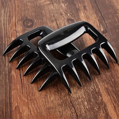 Heavy Duty Meat Shredder Claws for BBQ, Heat-Resistant Nylon Grill Tools with Ergonomic Grip, 2-Pack (Black)