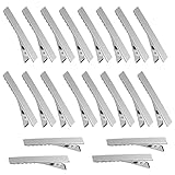 20pcs Hair Clips 304 Stainless Steel Styling Hair Clips, Alligator Curl Clips, Single Prong Hair Clip for Women Girls Thick Hair Sectioning, Salon, Bows DIY (Square 4.6cm 20pcs Silver)